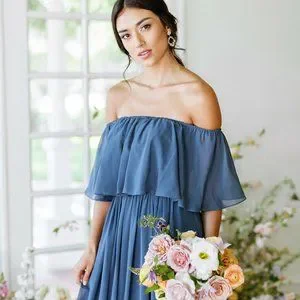 corset dress with feathers Gilded Feather Fan Pre order / XS Eliza Charmeuse & Chiffon Blouson Color:Periwinkle Petit Rose Stunning embroidery